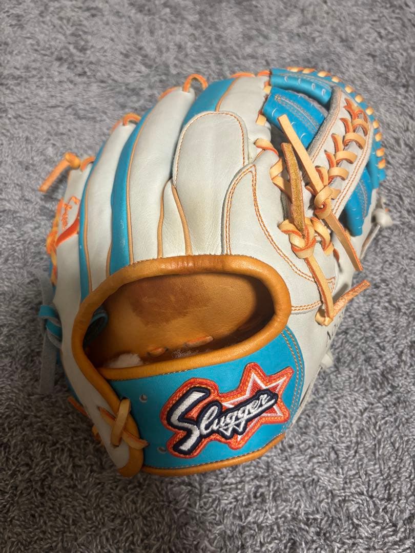 久保田 スラッガー オーダー 軟式　内野手用 ホワイト/ブルー/オレンジ