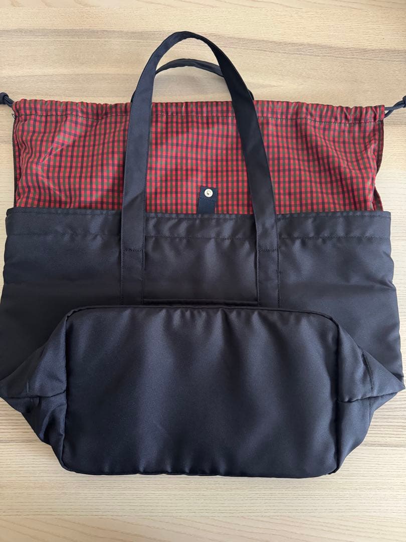 familiar トートバッグ 黒 チェック柄