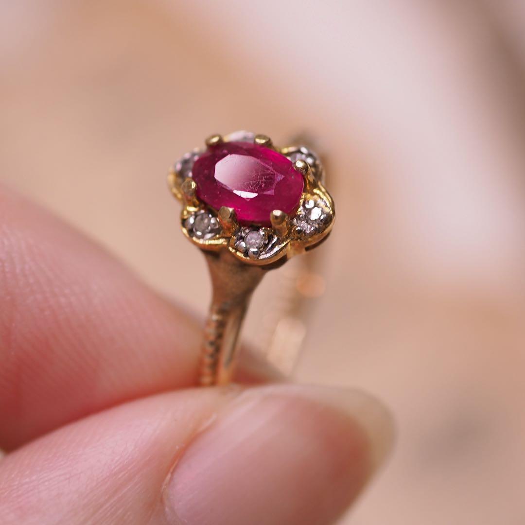 925 ルビー&ダイヤモンドリング gold diamond ruby ring
