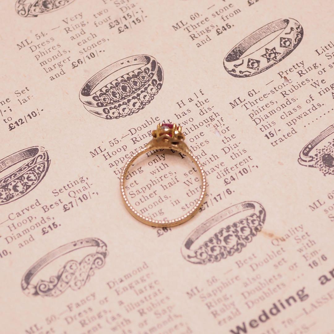 925 ルビー&ダイヤモンドリング gold diamond ruby ring