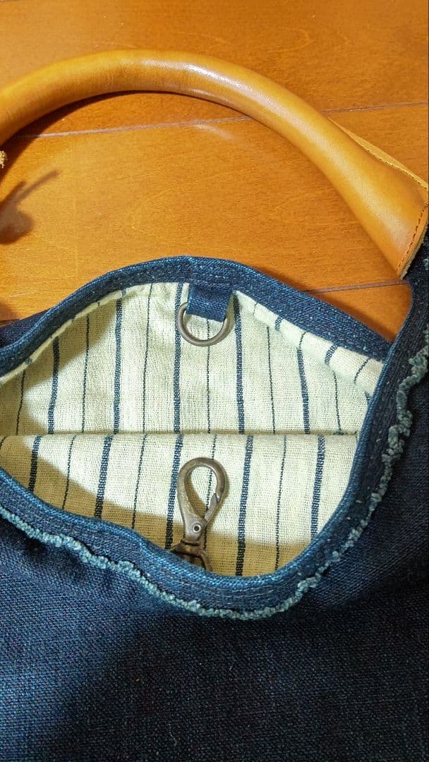 パラスパレス　トートバック　インディゴ　藍染　持ち手皮　台形