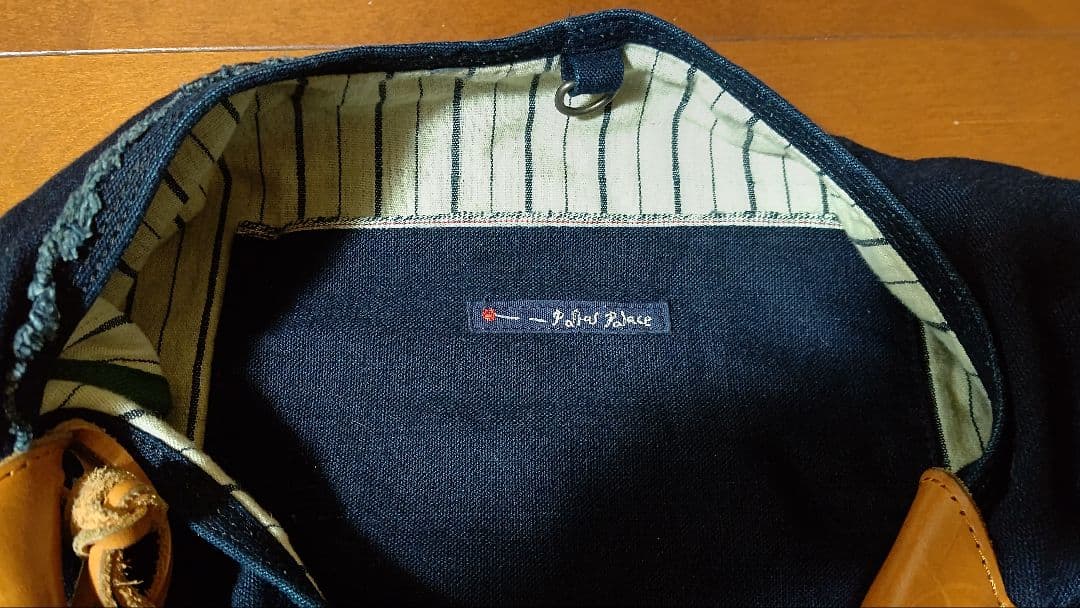 パラスパレス　トートバック　インディゴ　藍染　持ち手皮　台形