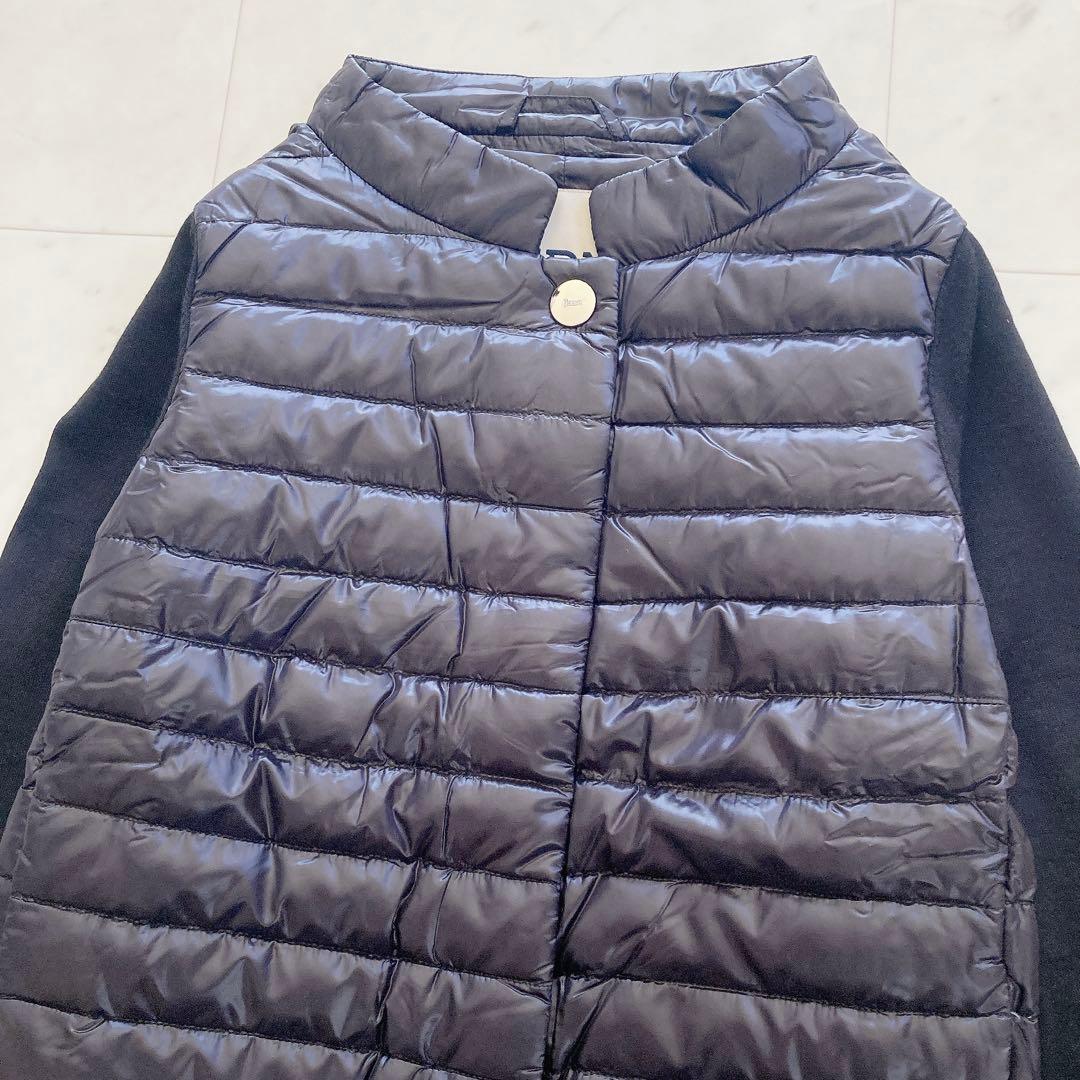 極美品　ヘルノ　HERNO ニットコンビダウン　切り替え　シルク　カシミヤ　40