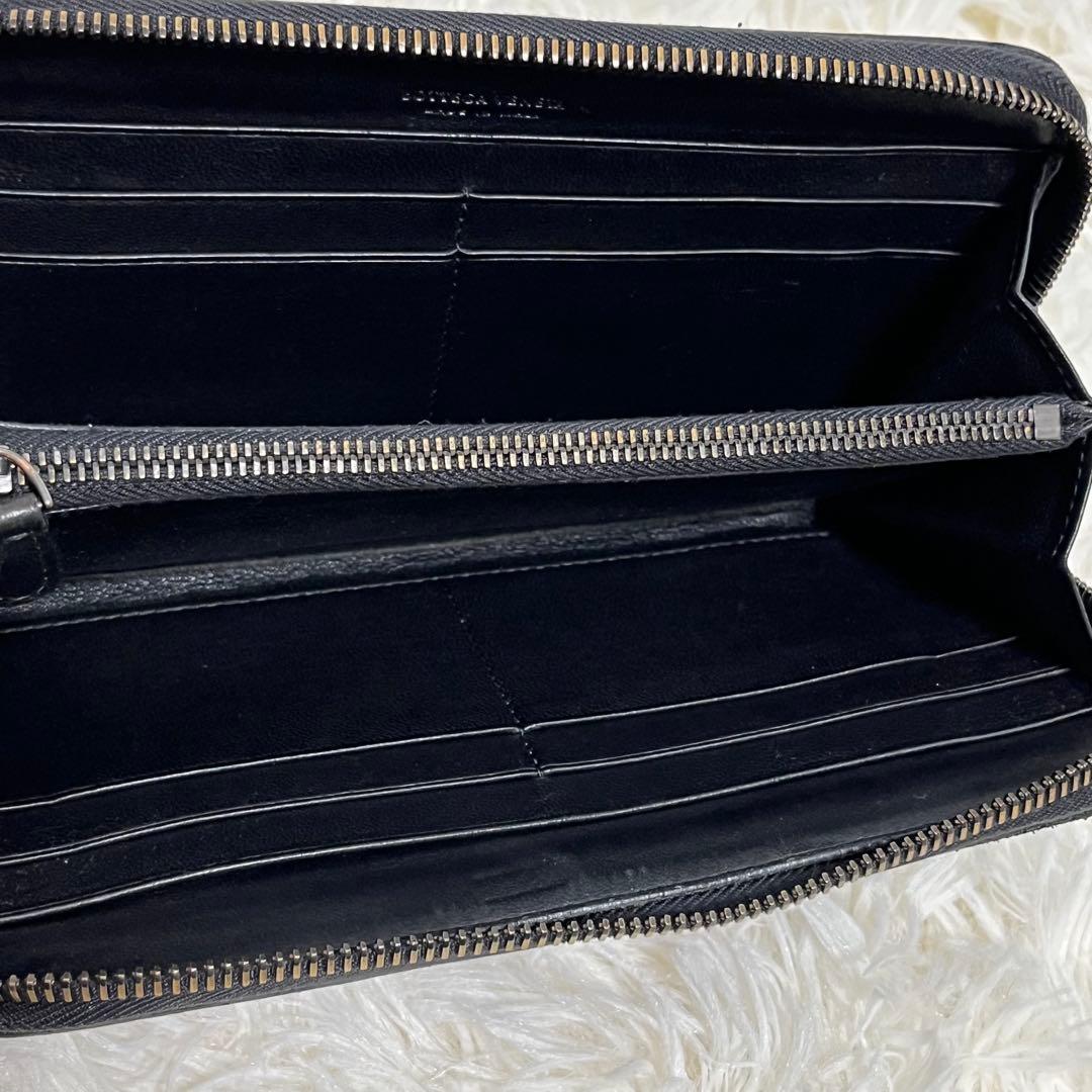 BOTTEGA VENETA ラウンドファスナー 長財布 イントレチャート 黒