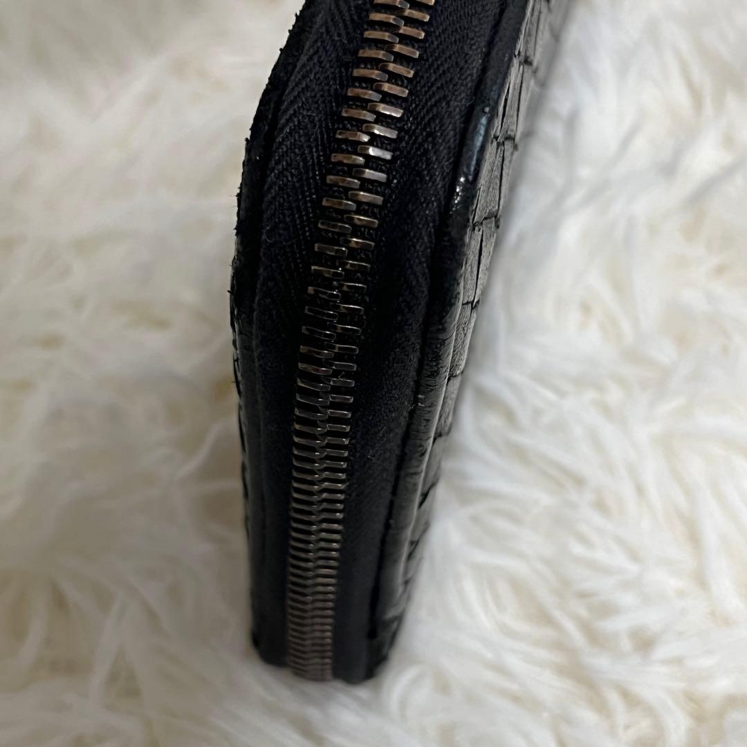 BOTTEGA VENETA ラウンドファスナー 長財布 イントレチャート 黒