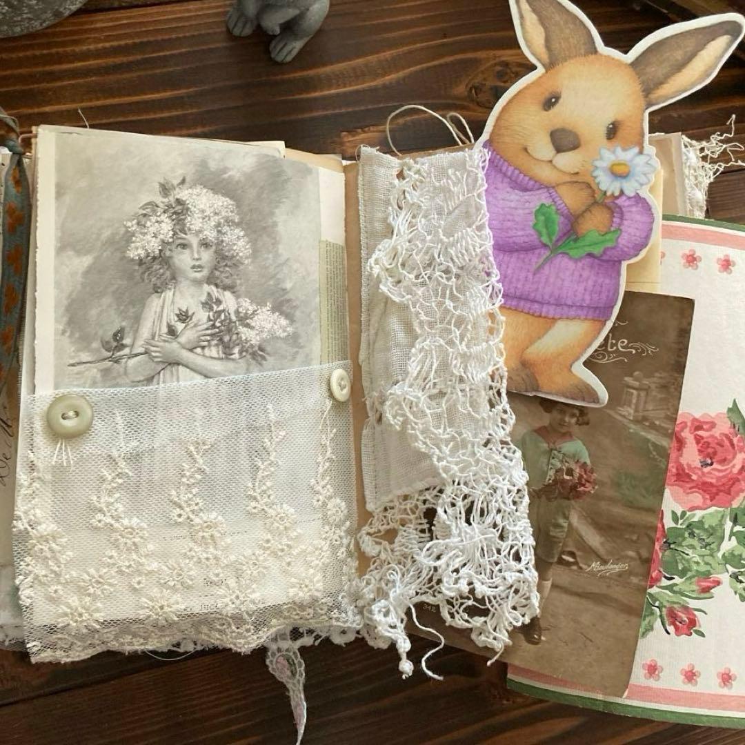 junk journal ジャンクジャーナル雑記帳　平袋　紙ものセット付き