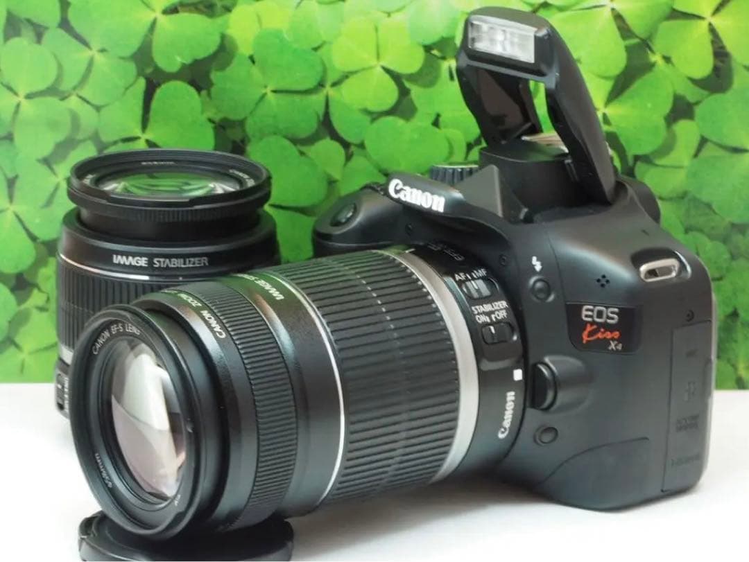 【美品】スマホへ転送も可能⭐️一眼の入門機キャノンKissX4ダブルレンズセット