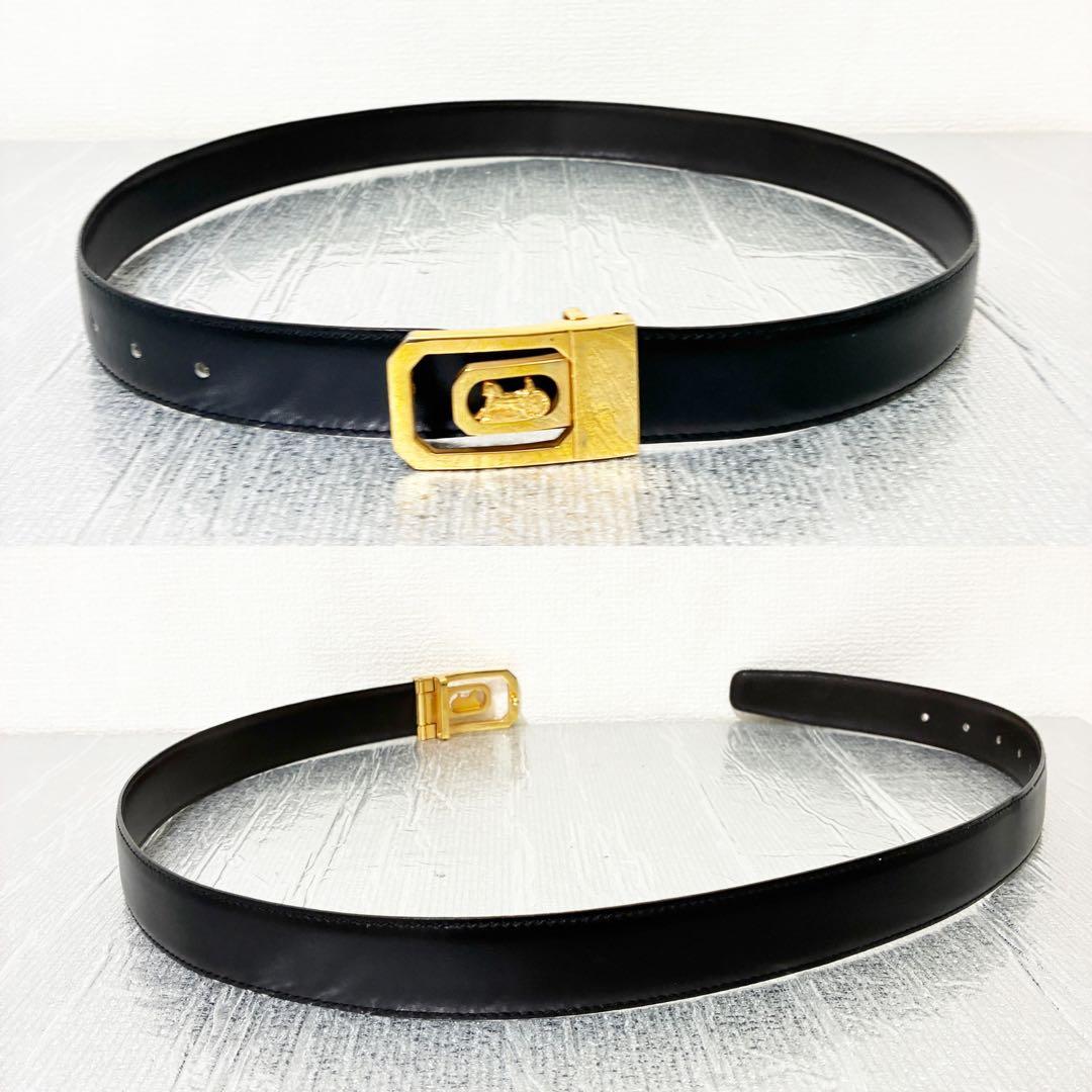 美品　CELINE セリーヌ ベルト 馬車金具 ゴールド リバーシブル