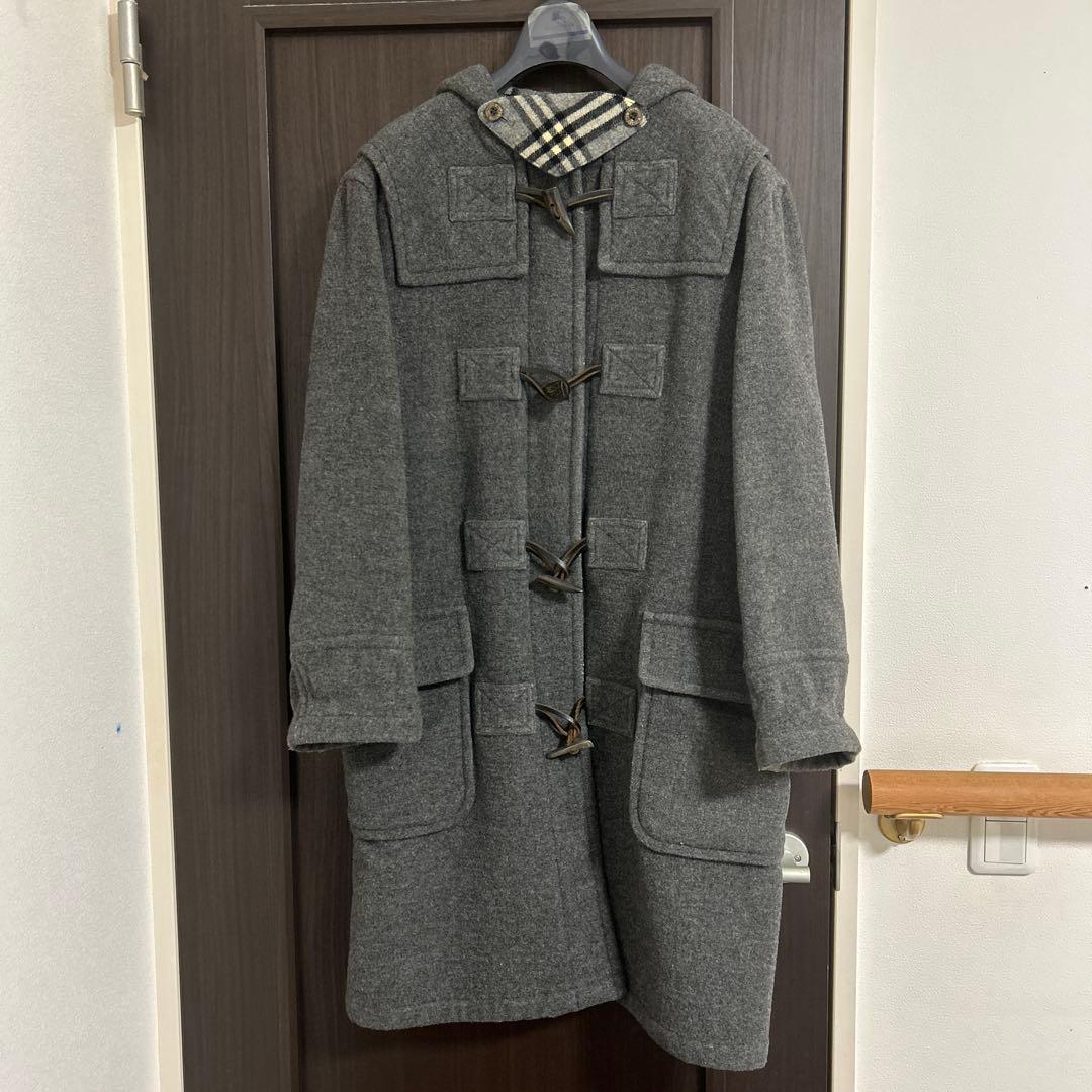 バーバリーブルーレーベルグレー ダッフルコート フード付き