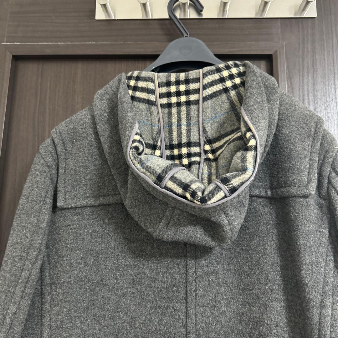 バーバリーブルーレーベルグレー ダッフルコート フード付き