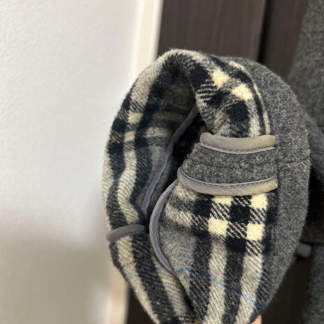 バーバリーブルーレーベルグレー ダッフルコート フード付き