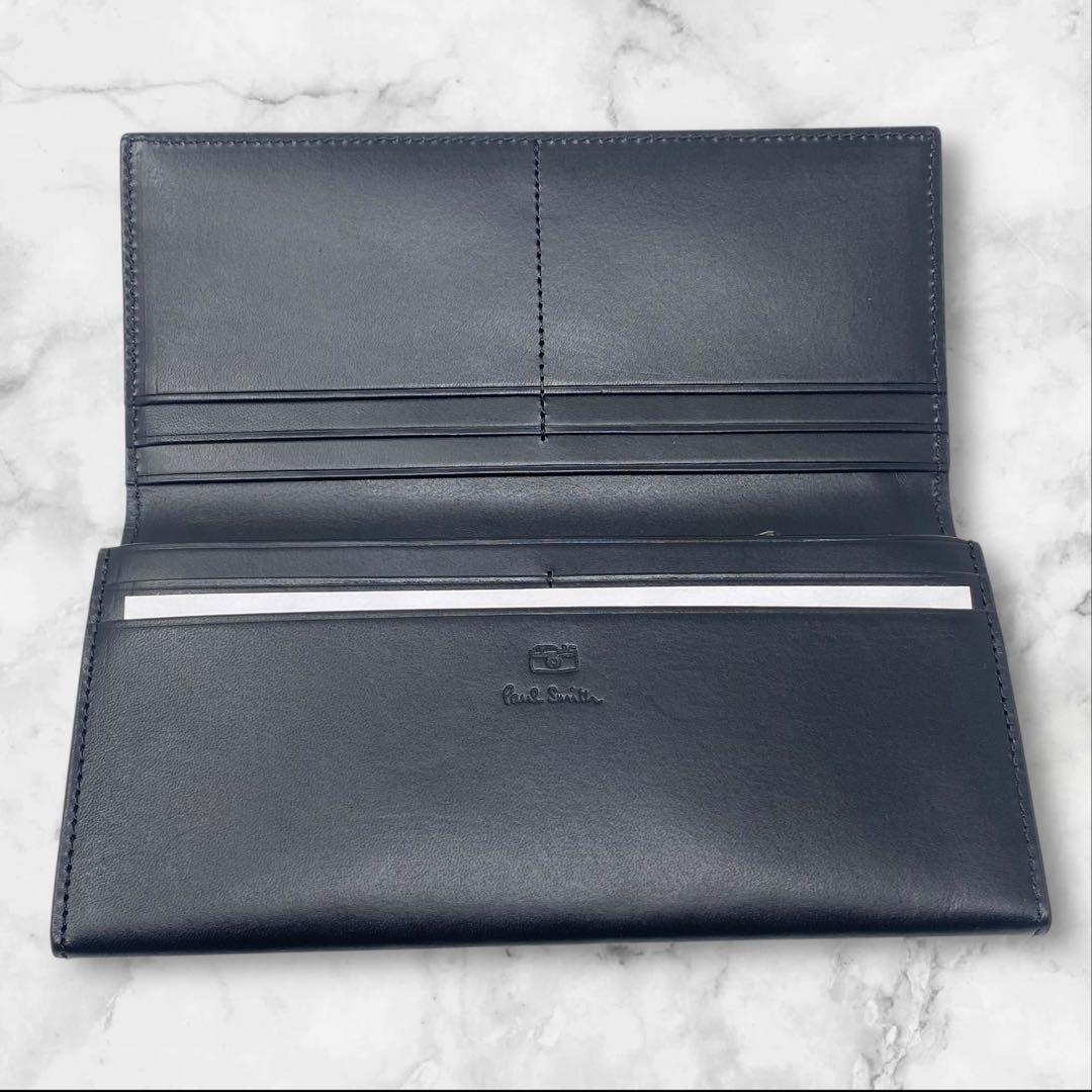 Paul Smith 長財布 ベジタンストライプトリム ストライプ 黒 カメラ