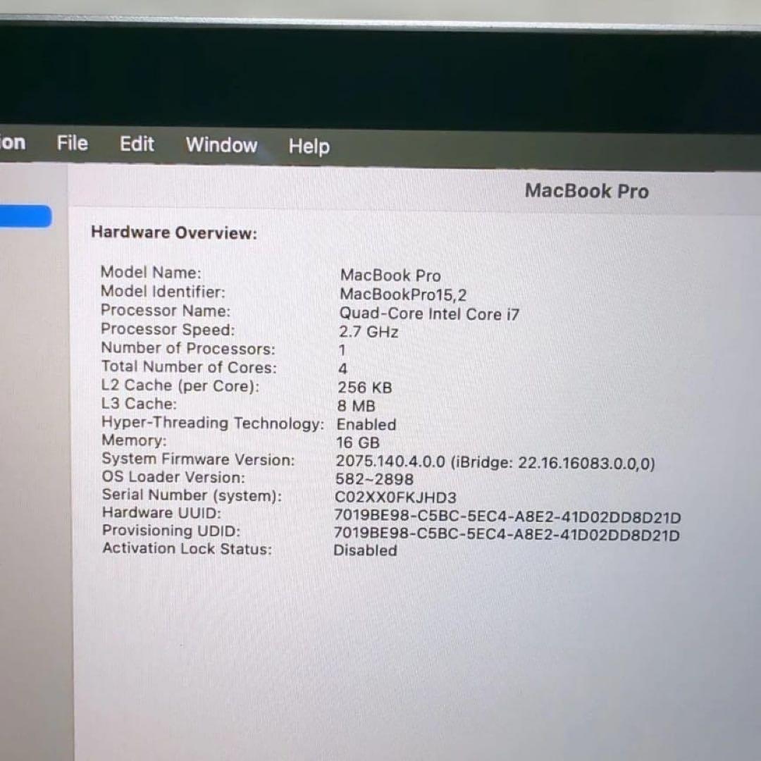 A*b様 A1989 MacBook Pro 2018 i7 16GB