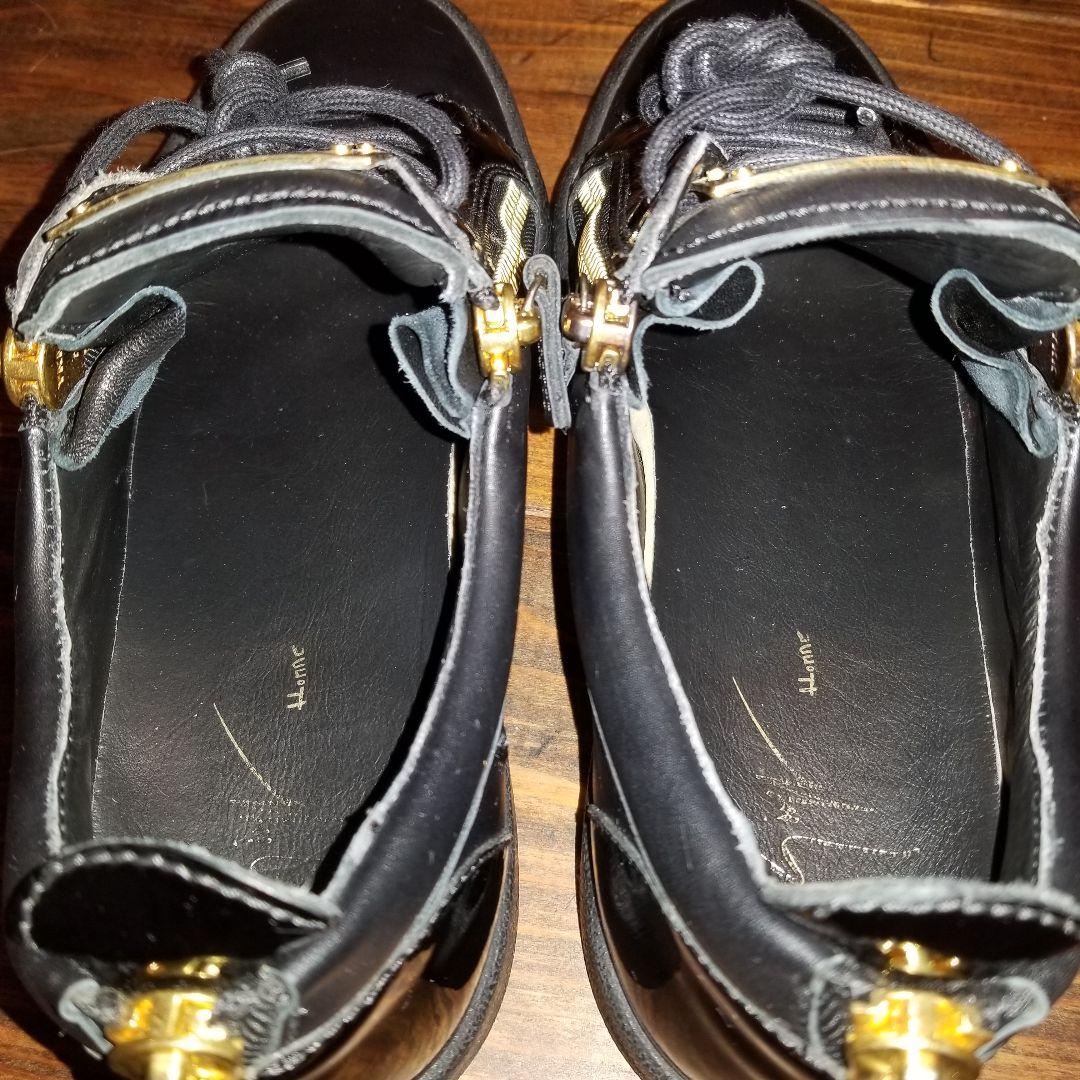 極美品　ジュゼッペザノッティ・レザー スニーカー　40 黒　メタルプレート