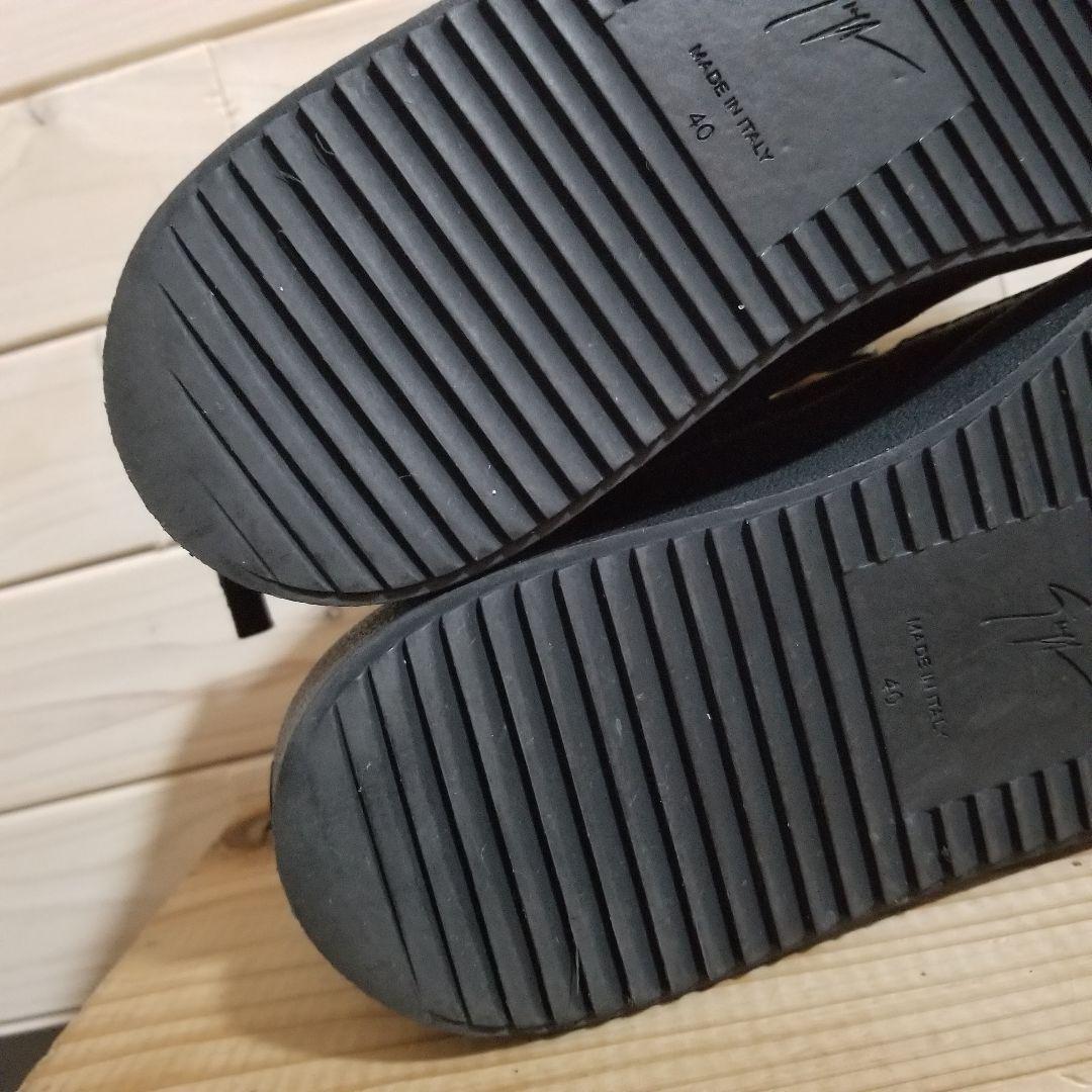極美品　ジュゼッペザノッティ・レザー スニーカー　40 黒　メタルプレート