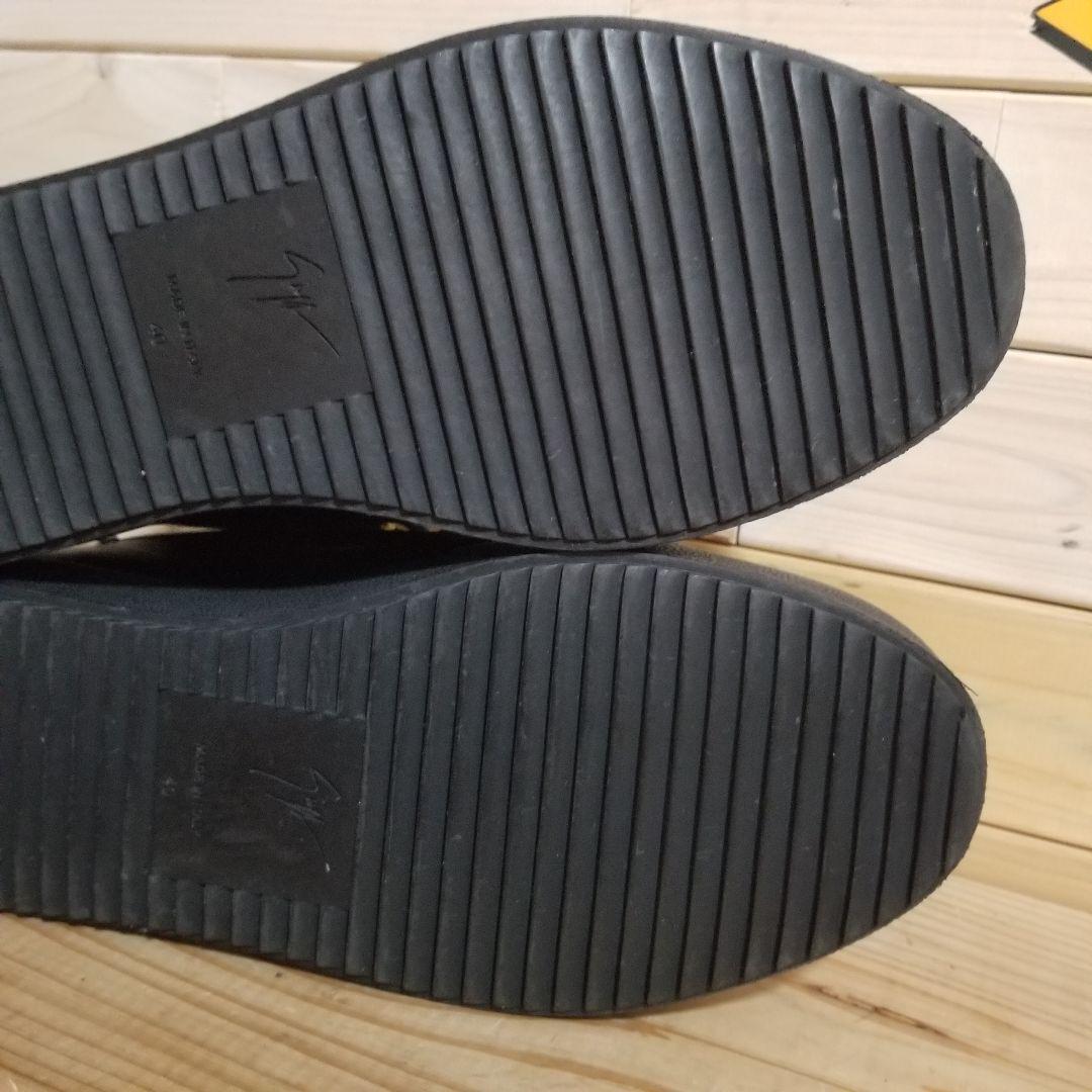 極美品　ジュゼッペザノッティ・レザー スニーカー　40 黒　メタルプレート