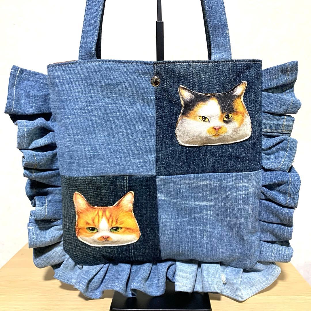 ゆ*ら様 コヤンイサムチョン　ハンドメイド　デニムリメイク　肩がけフリルバッグ