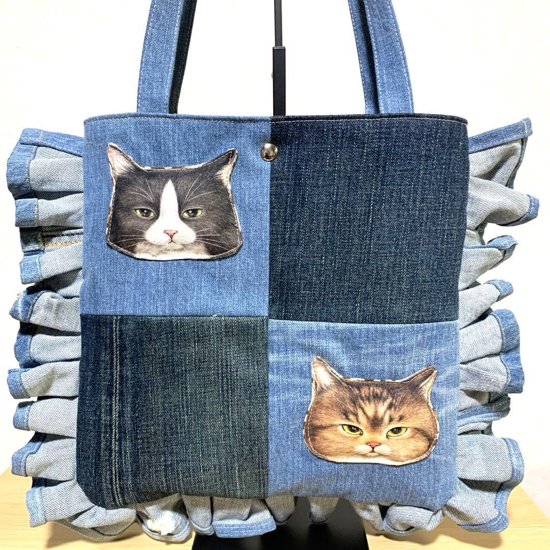 ゆ*ら様 コヤンイサムチョン　ハンドメイド　デニムリメイク　肩がけフリルバッグ