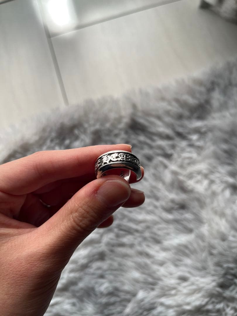 【インボイス原本付属】クロムハーツ　スクロールラベルリングスモール