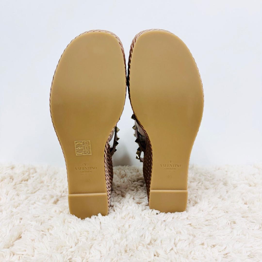 極美品 VALENTINO ロックスタッズレザー ウェッジソール ピンク
