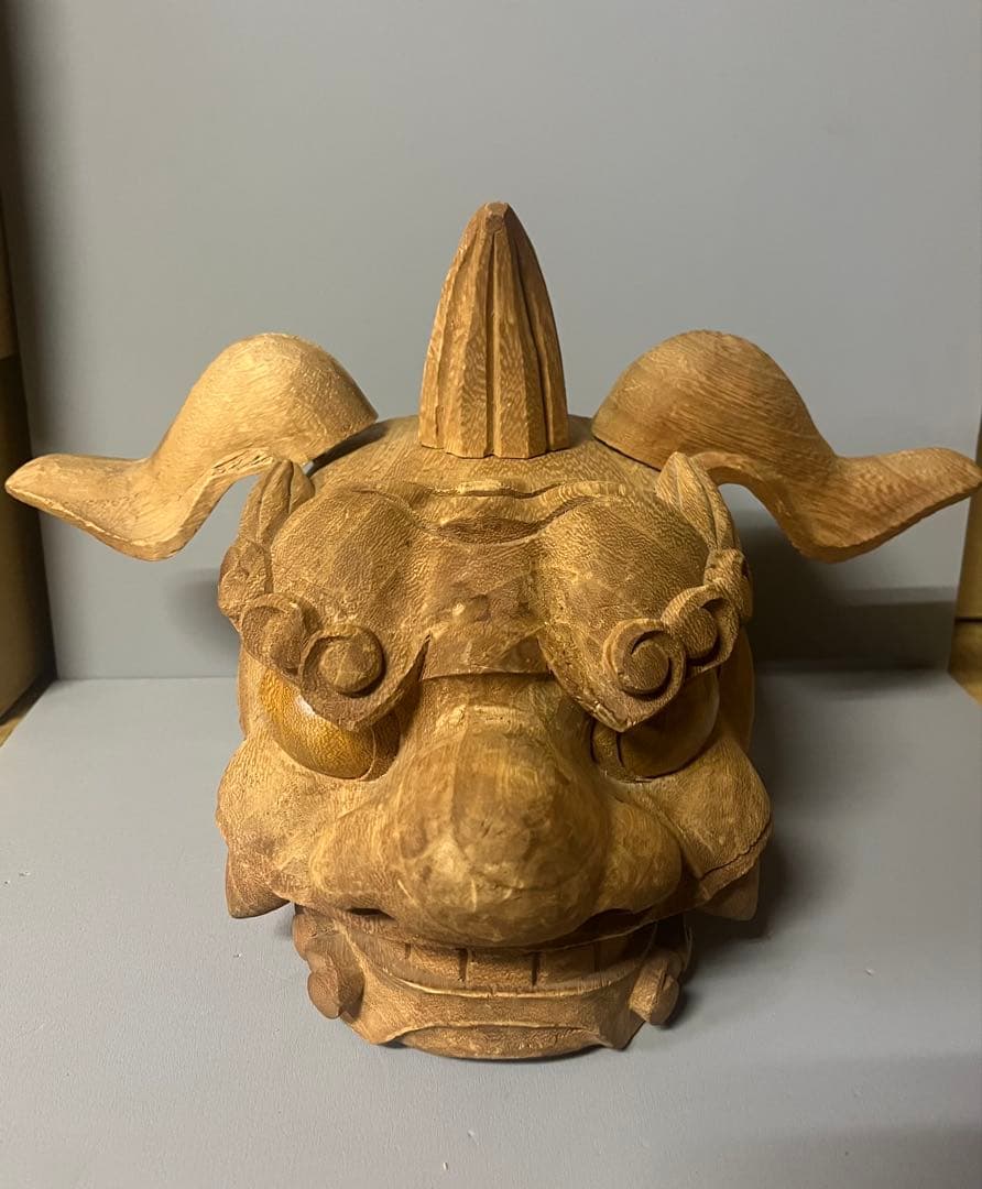 木製 獅子頭　高級手彫り　彫刻　26