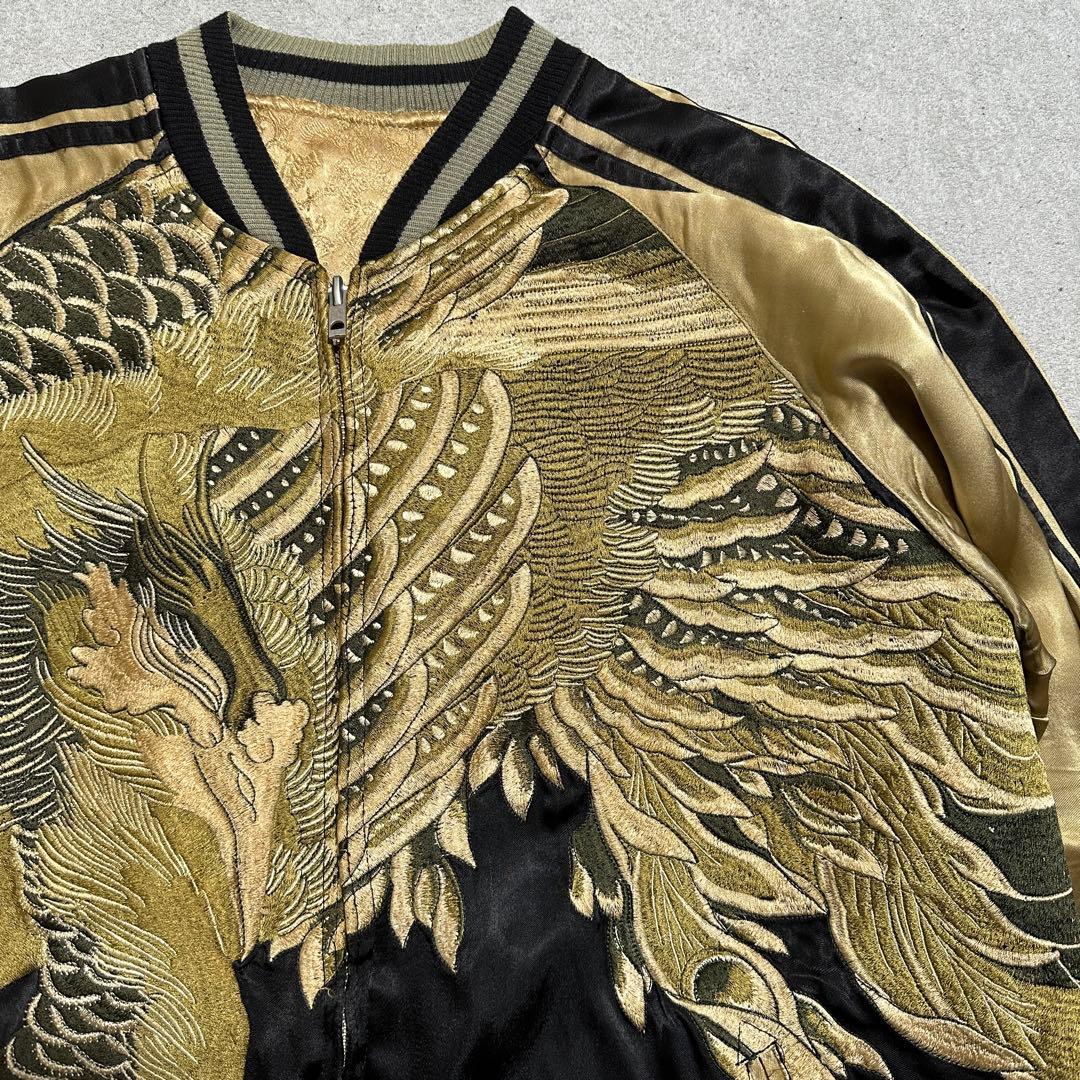 専用★XL 大きいサイズ‼️ 花旅楽団　鳳凰　リバーシブルスカジャン　ゴールド