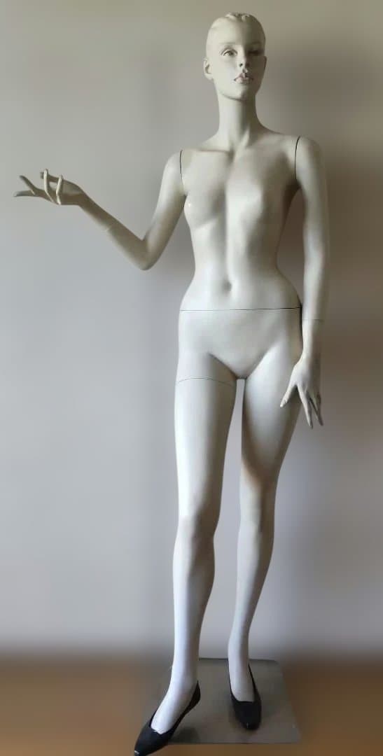 ①女性用ホワイトマネキン立ちポーズ 黒ヒール付き177cm