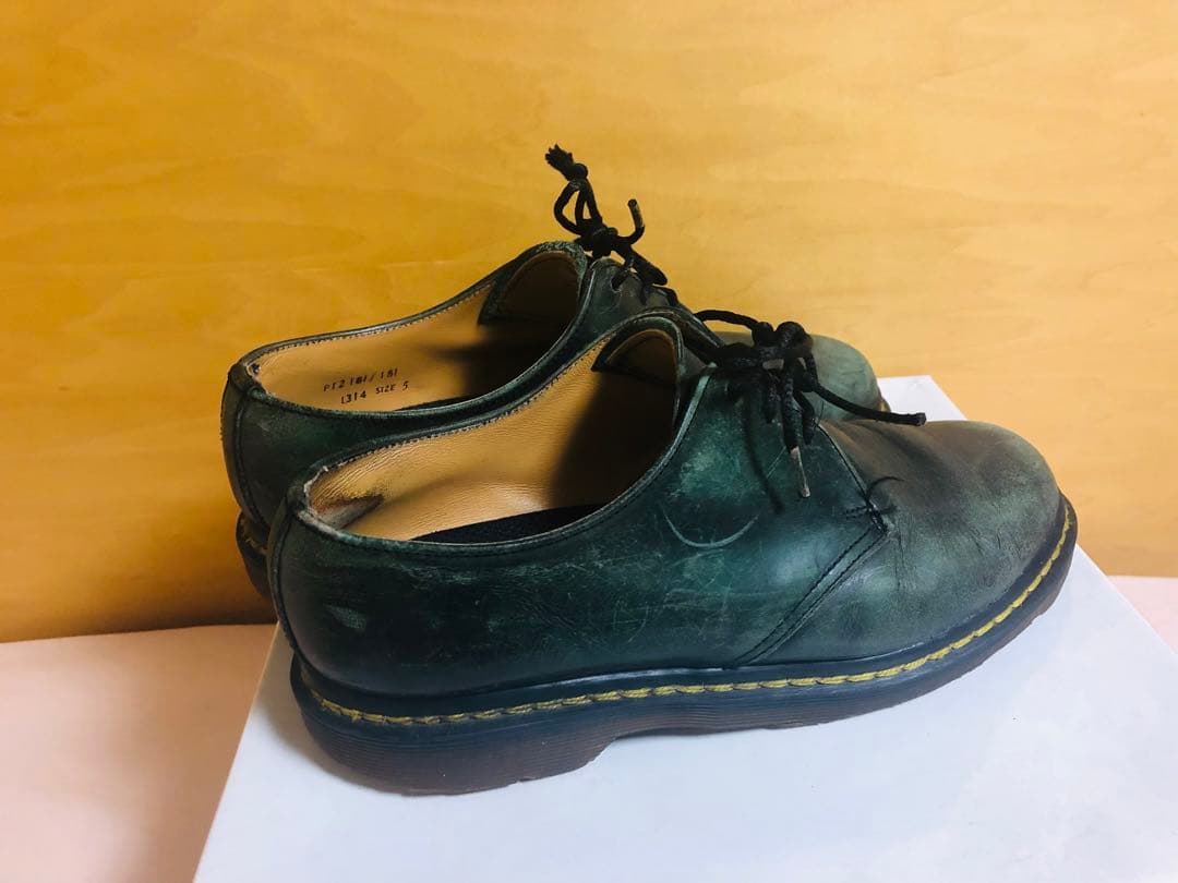 ドクターマーチン　Dr.Martens 3ホール　緑　24 uk5 古着23.5