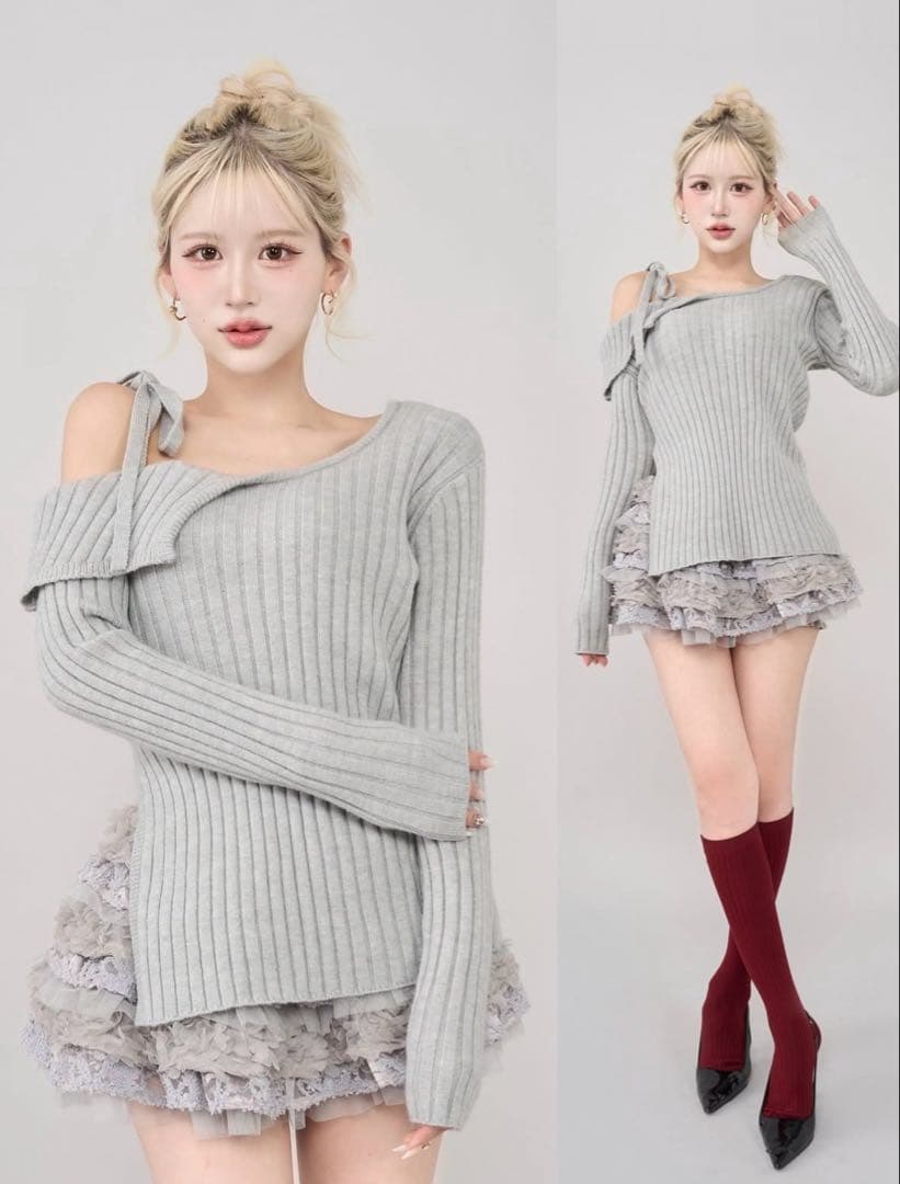 Darich ランダムフリルニットセットアップ GRY