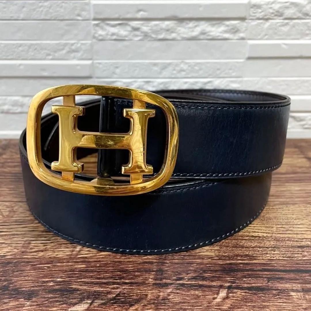 エルメス レザー コンスタンス Hバックル ゴールド 金具 ベルト バイカラー