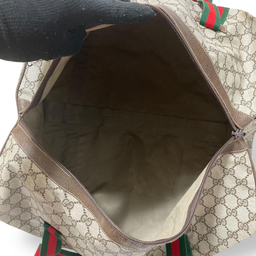 【美品】オールドグッチ　シェリーライン　ボストンバッグ　gg柄　PVC レザー