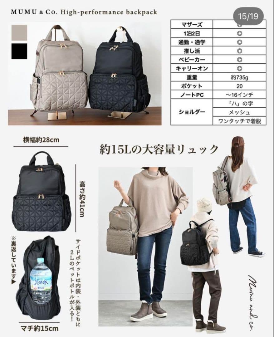 桃*香様 美品しまむら MUMU&Co. コラボ 史上最強多機能リュック マザー