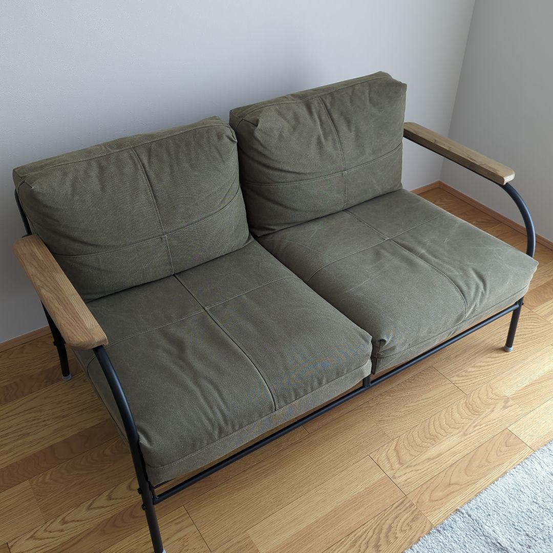 2人掛けソファ モスグリーン ブエノ S099-2P 肘あり カーキ アイアン