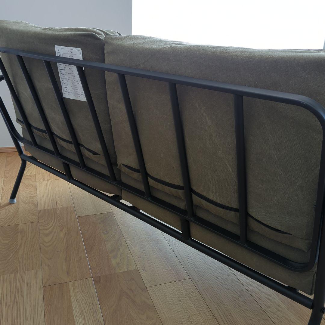 2人掛けソファ モスグリーン ブエノ S099-2P 肘あり カーキ アイアン