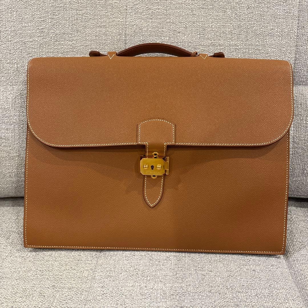 HERMES ブラウン ビジネスバッグ