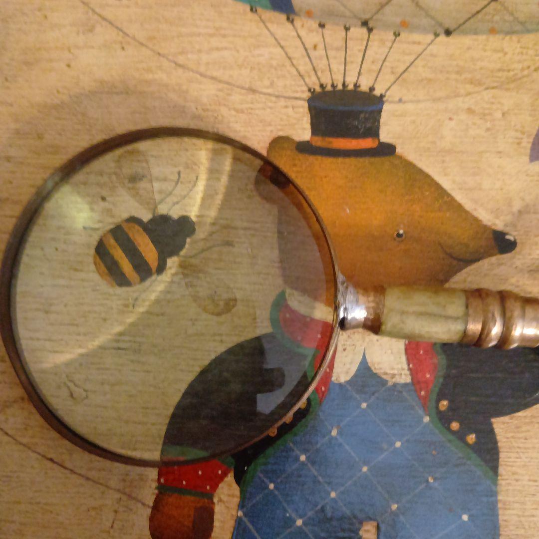 アメリカ製 アンティーク 大きな拡大鏡☆虫眼鏡☆ルーペ文房具☆ガラスレンズ