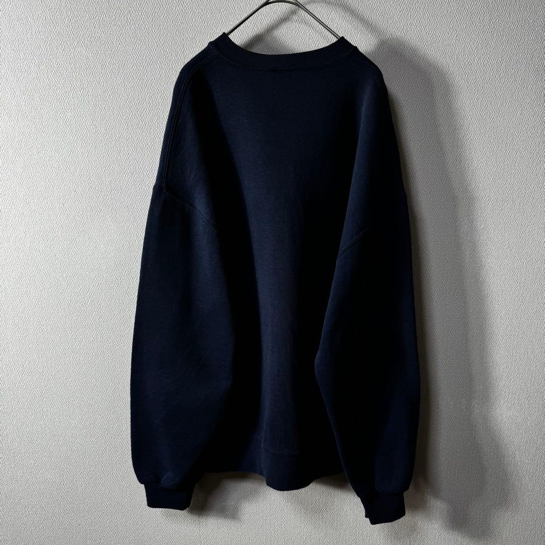 軍*手様 希少 90s USA製 RUSSELL PLAIN 無地 前V ネイビ