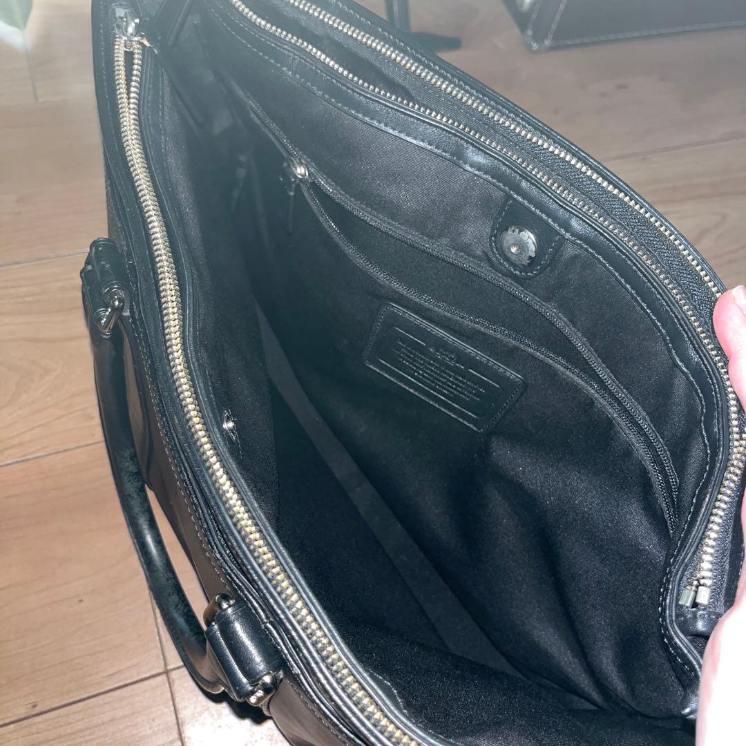 【美品】COACH コーチ　ブラック レザー　ビジネスバッグ　トート　本革