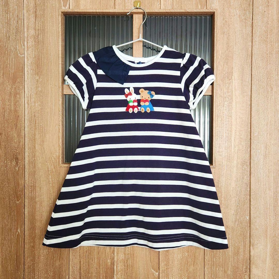 familiar マリンボーダー 半袖ワンピース