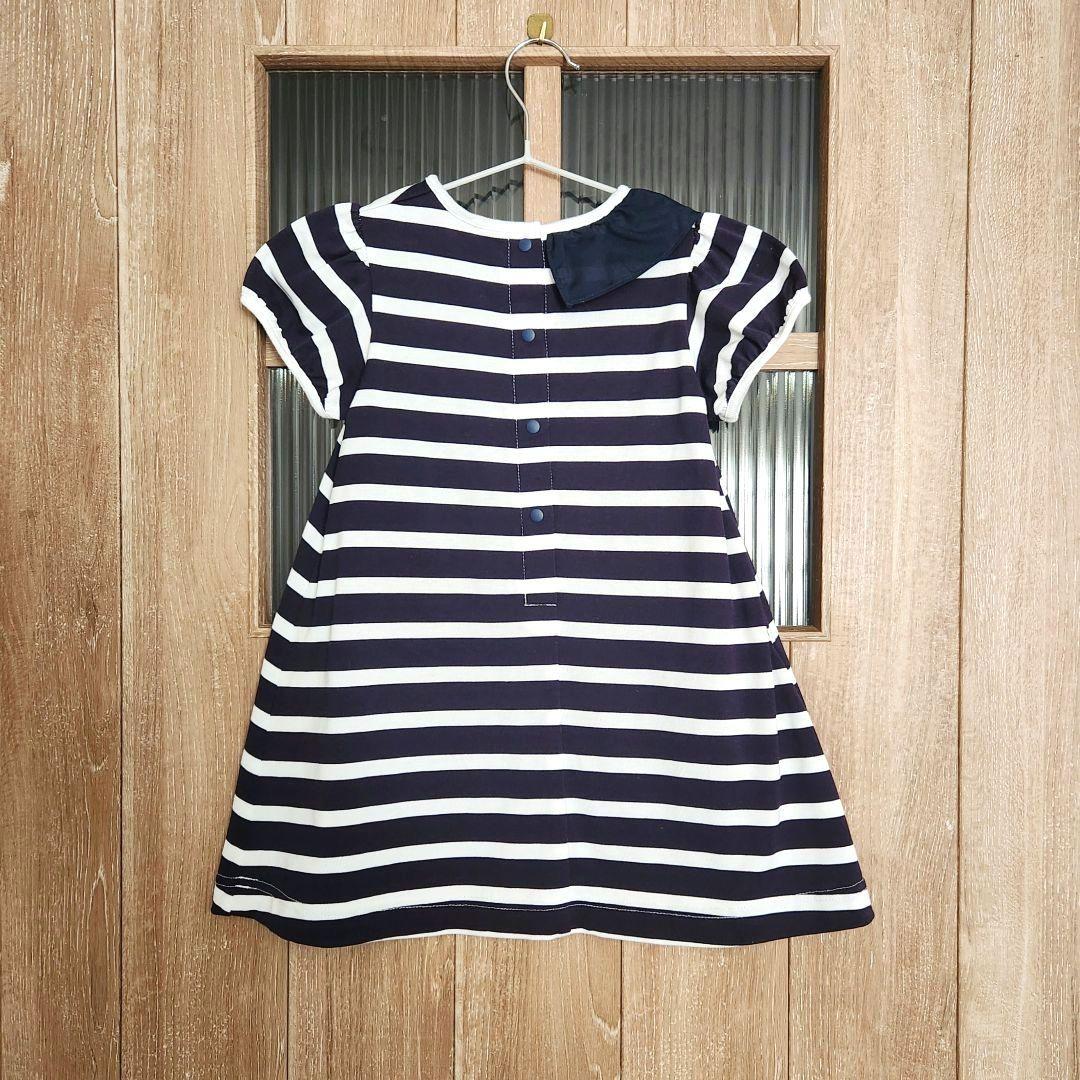 familiar マリンボーダー 半袖ワンピース