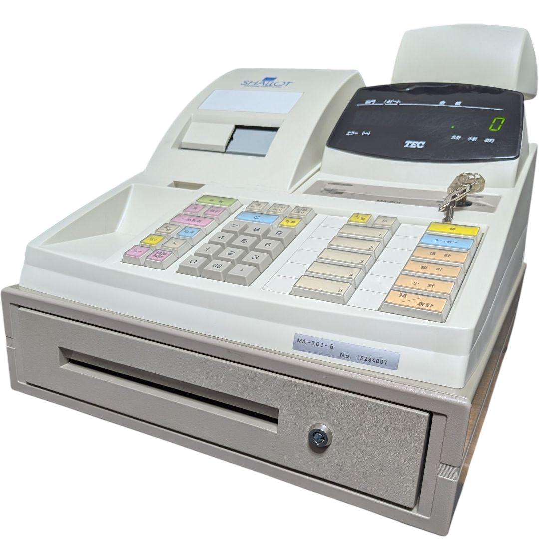 美品 TEC MA-301 レジ 白 通電確認
