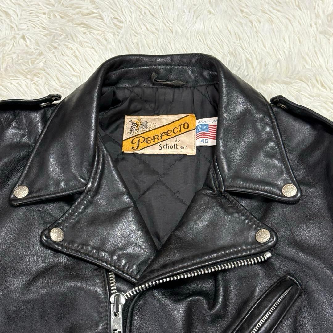 名作✨米国製40✨Schott ダブル ライダースジャケット 618 黒 XL