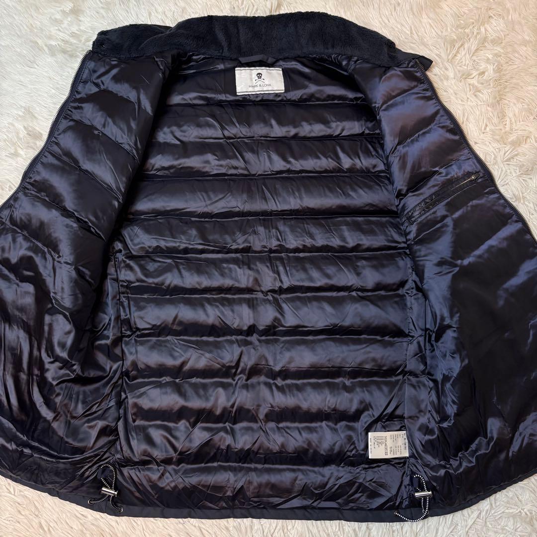 (美品) マークアンドロナ ダウン ベスト レザーパイピング ダブルジップ ボア