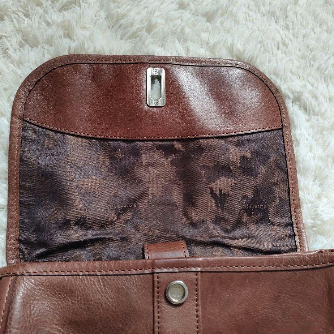 aniary/アニアリ ブラウンレザーショルダーバッグ ターンロック