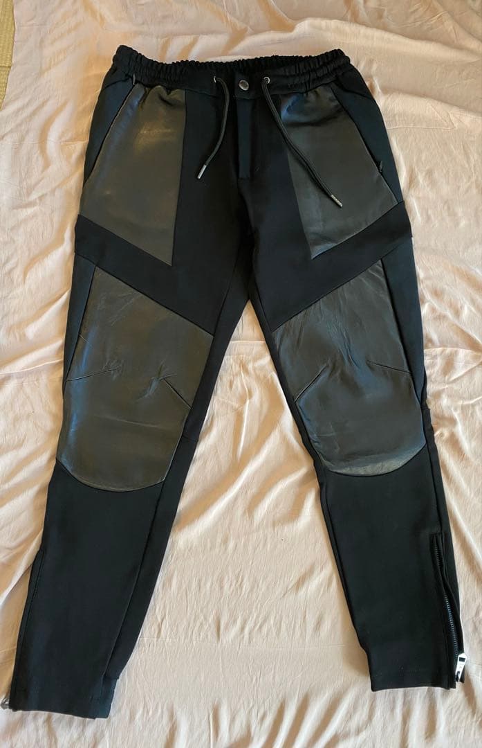 古*堂様 1piu1uguale3 レザー切替 スウェットパーカーセットアップ