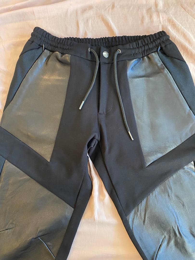 古*堂様 1piu1uguale3 レザー切替 スウェットパーカーセットアップ