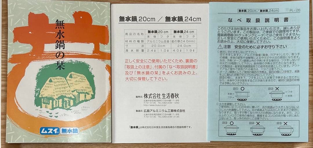 未使用　無水鍋　24cm　広島アルミニウム工業　IH非対応