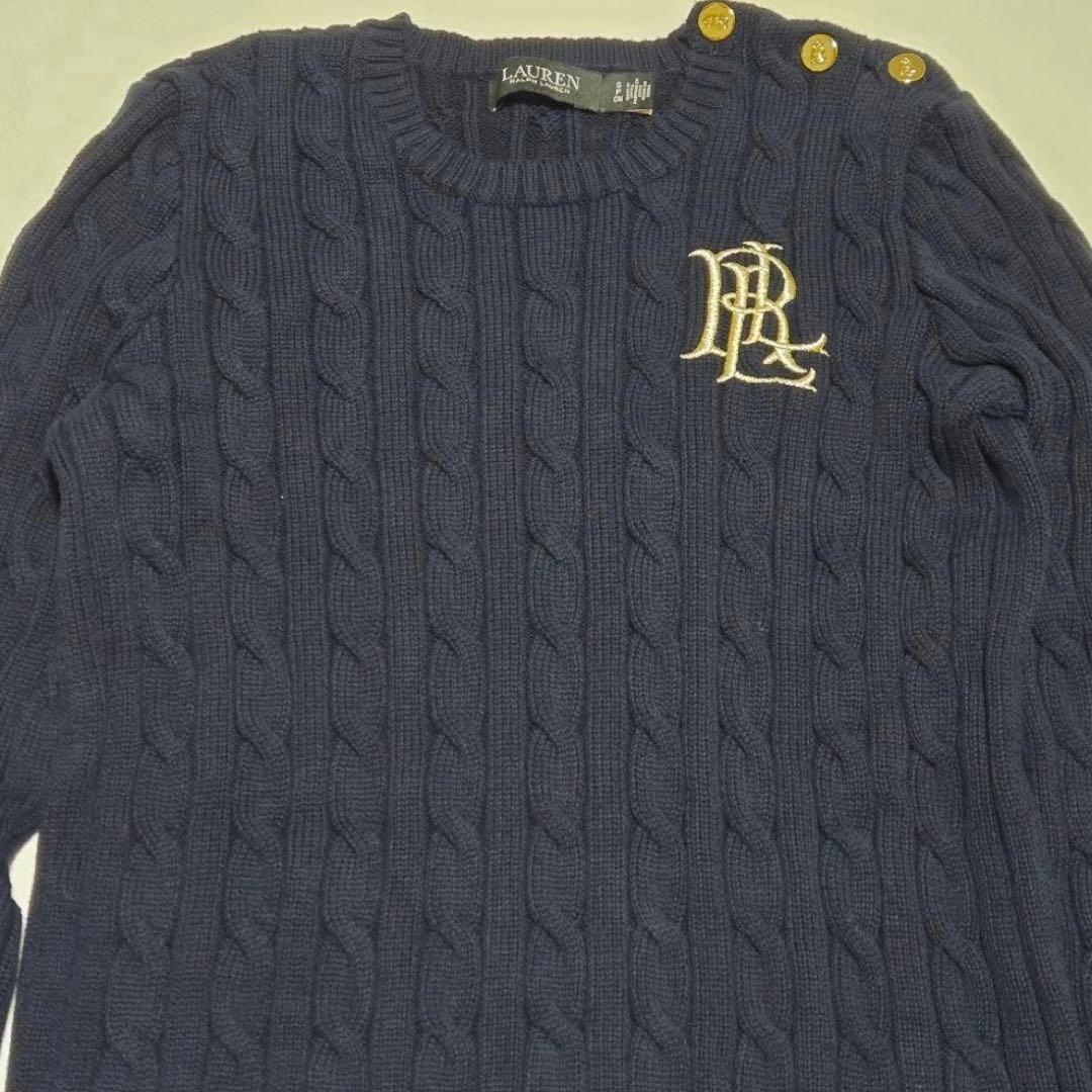 RALPH LAUREN ボタントリムケーブルニット