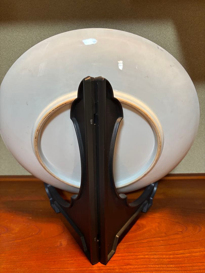 九谷焼き 百人一首大皿 直径39.5cm厚み4.5cm 箱あり、絵皿スタンド付き