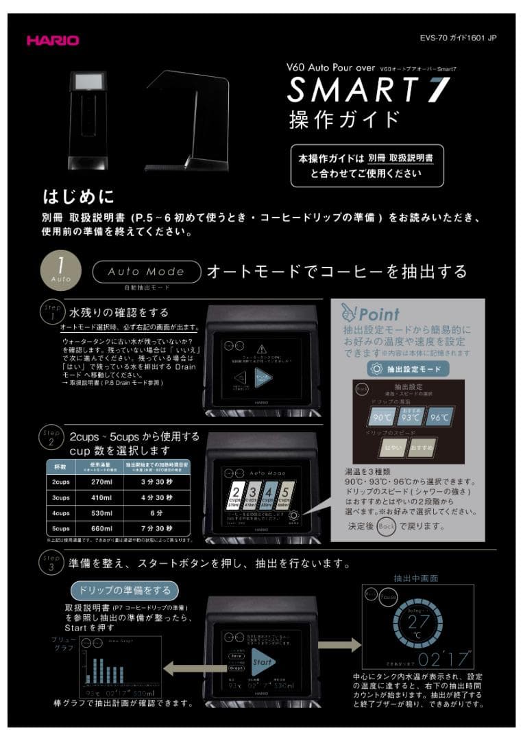 HARIO SMART7 EVS-70B V60 オートプアオーバー｜送料無料